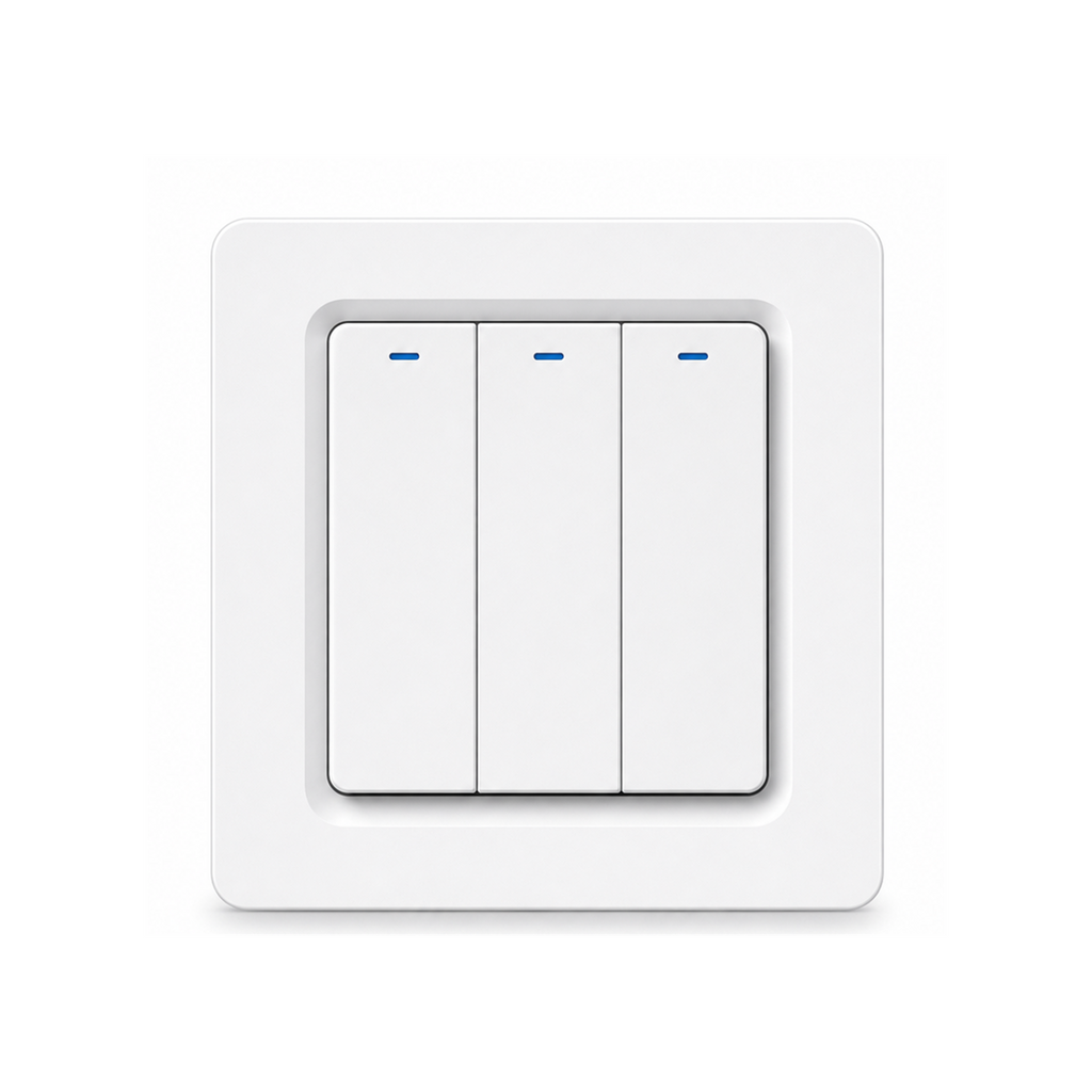 Interrupteur ZigBee NéoRelay Push Comfort blanc 3 canaux avec fil neutre
