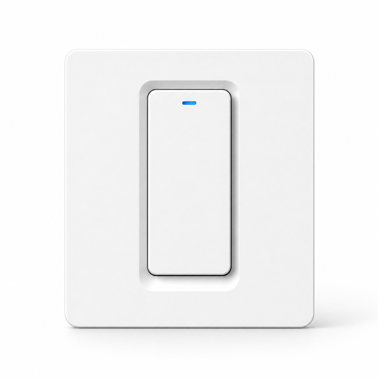 Studio packshot of one-button NéoRelay Push Comfort ZigBee wall switch