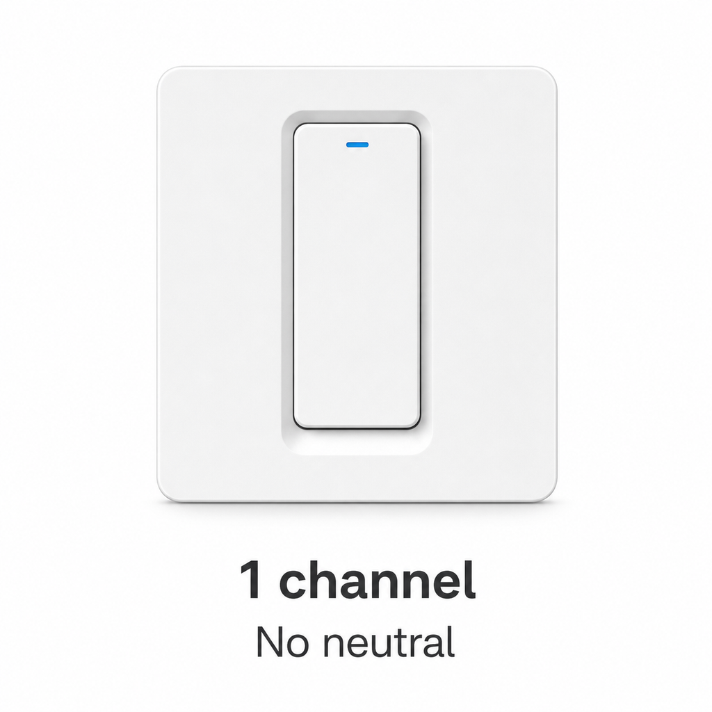 One-channel no-neutral variant of NéoRelay Push Comfort ZigBee wall switch