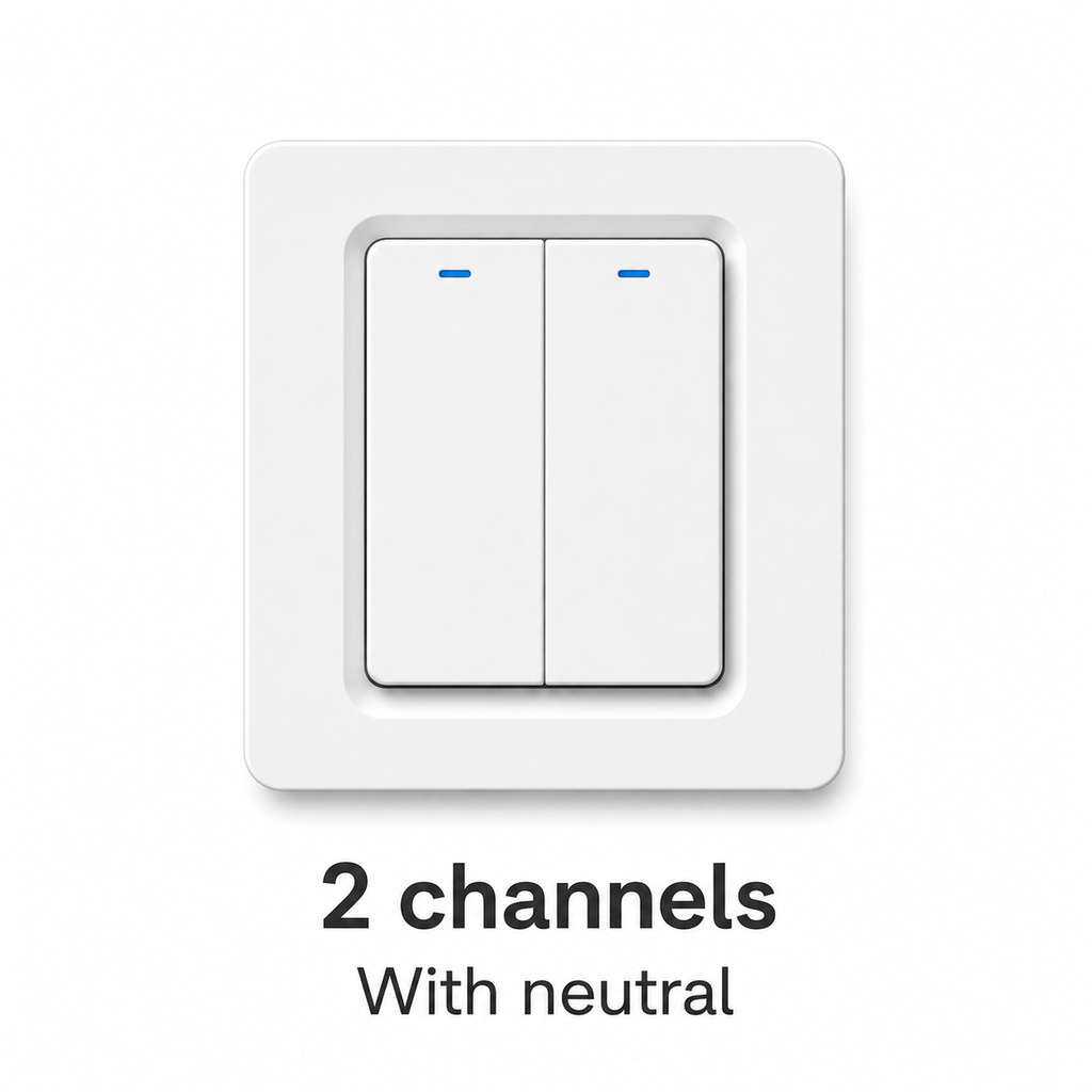 Two-channel with-neutral variant of NéoRelay Push Comfort ZigBee wall switch