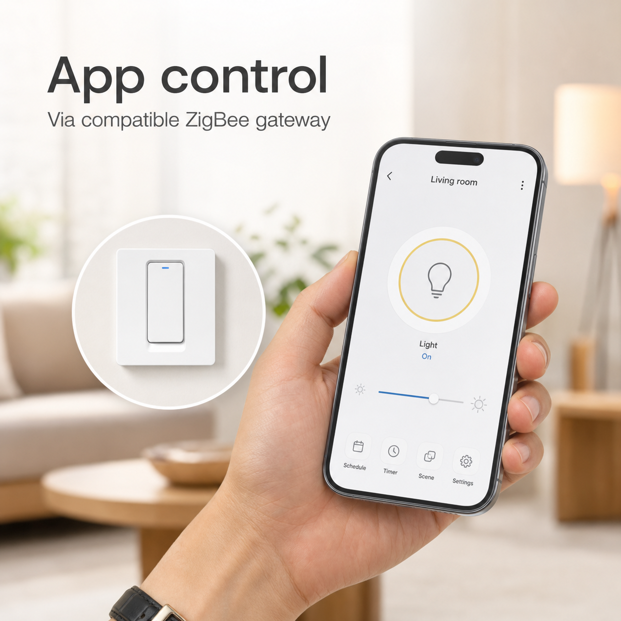 App control image for NéoRelay Push Comfort via compatible ZigBee gateway