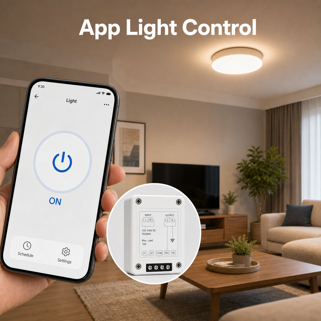 App light control lifestyle scene with relay module