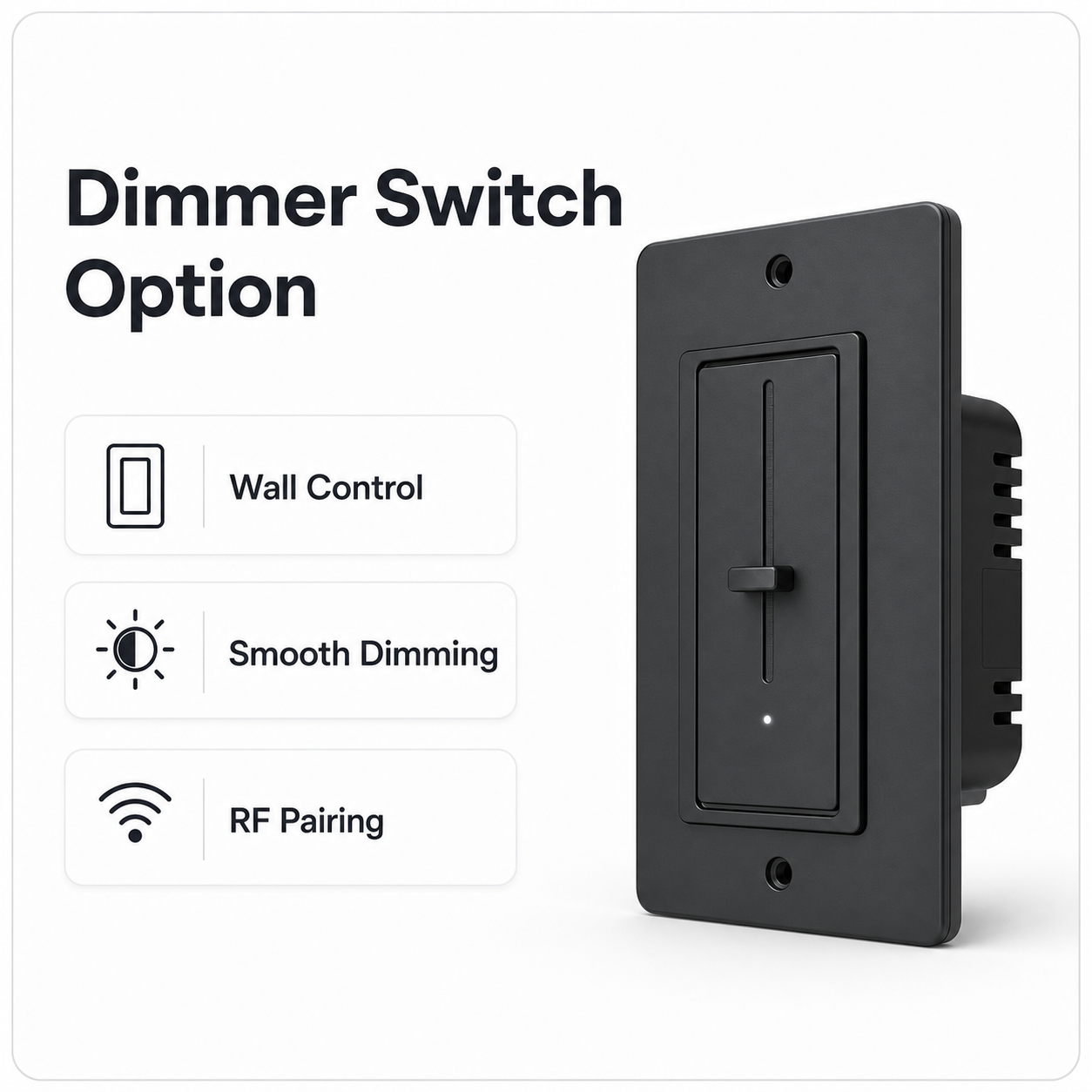 Dimmer switch option card with wall control and RF pairing
