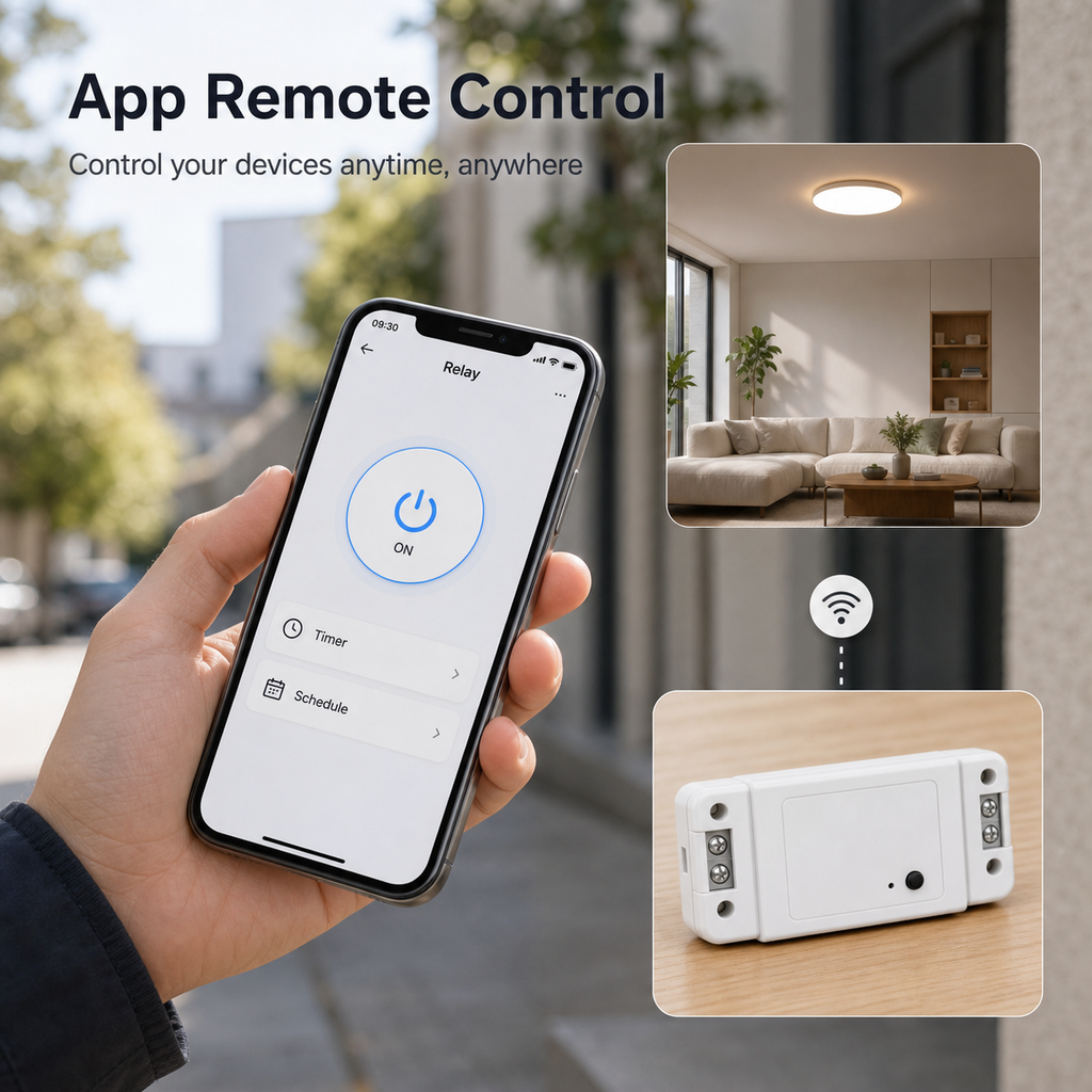 Mobile app remote control for Wi-Fi relay module