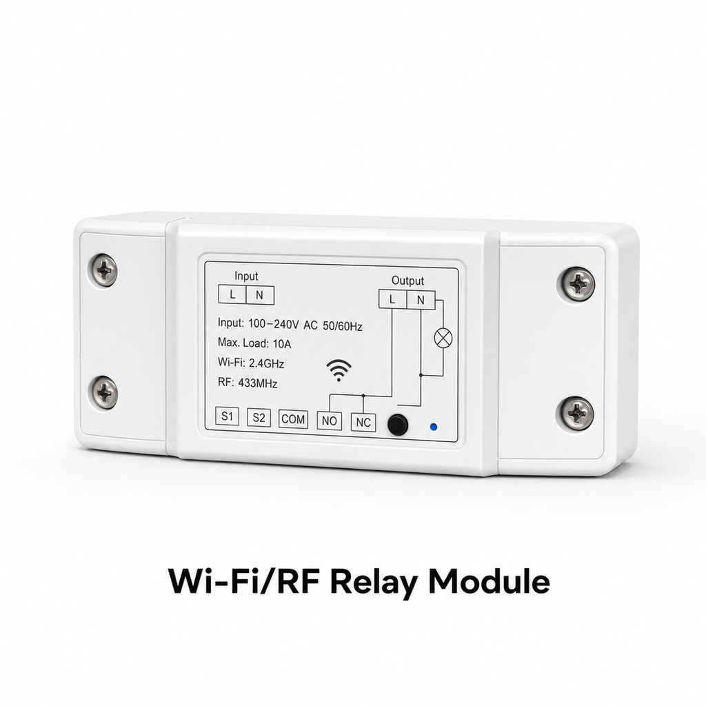 Studio packshot of Wi-Fi RF relay module