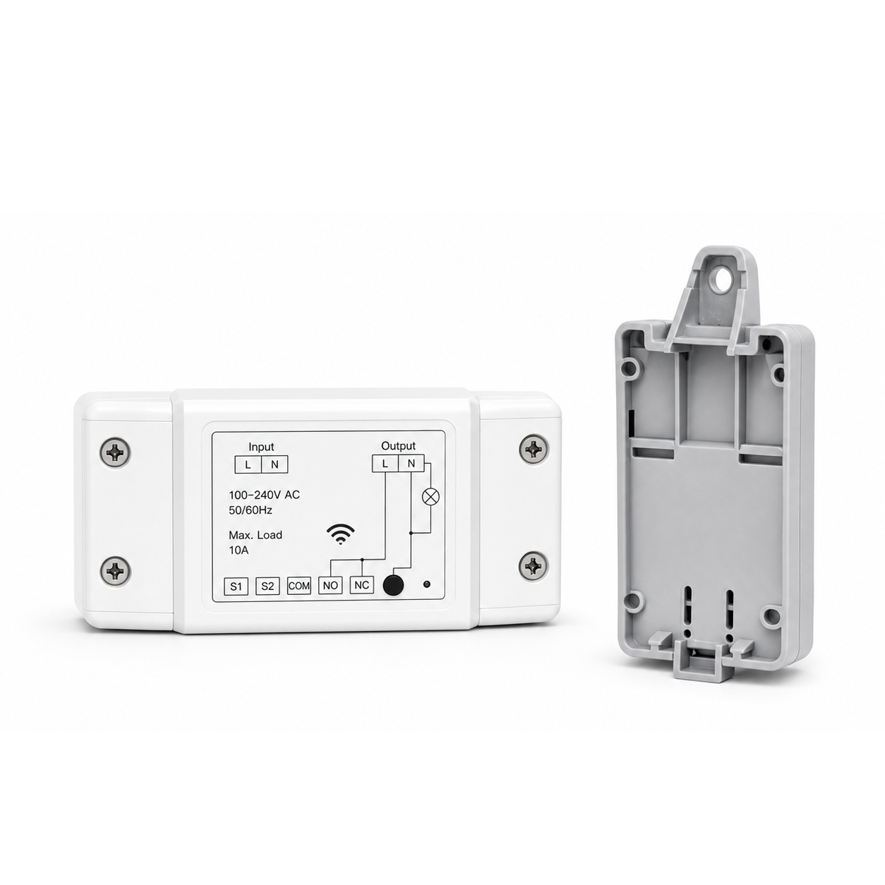 Module NéoRelay RF R2 Pro avec support rail DIN sur fond blanc