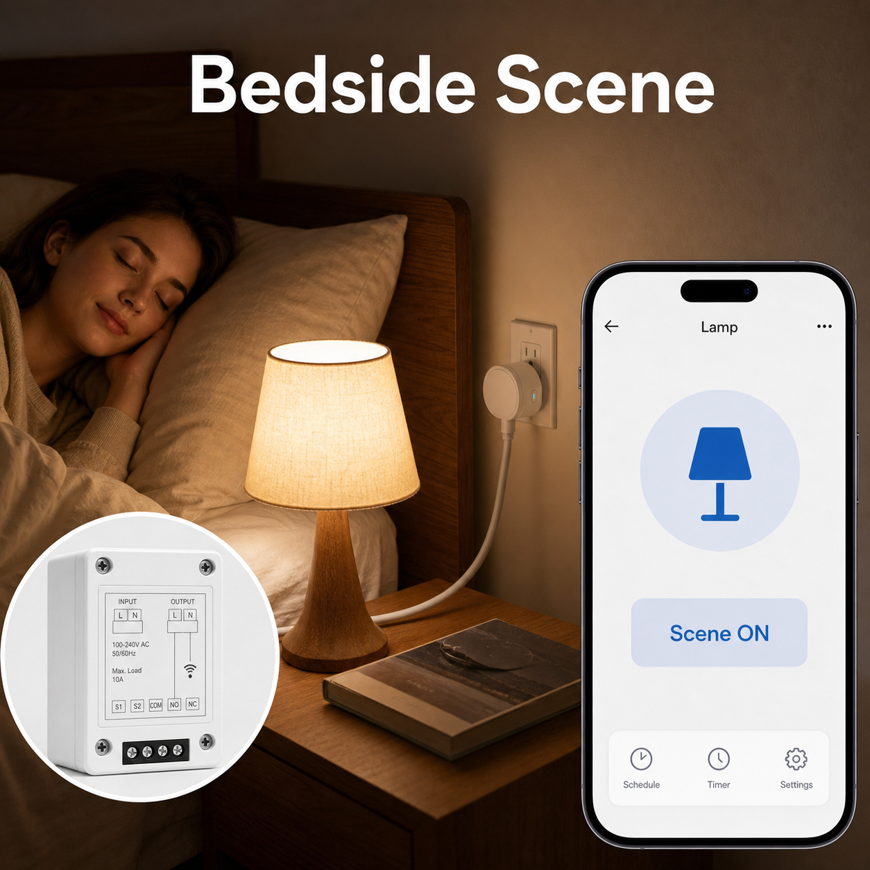 Bedside lamp smart scene app control