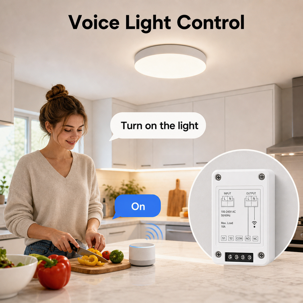 Voice light control scene with Wi-Fi RF relay module