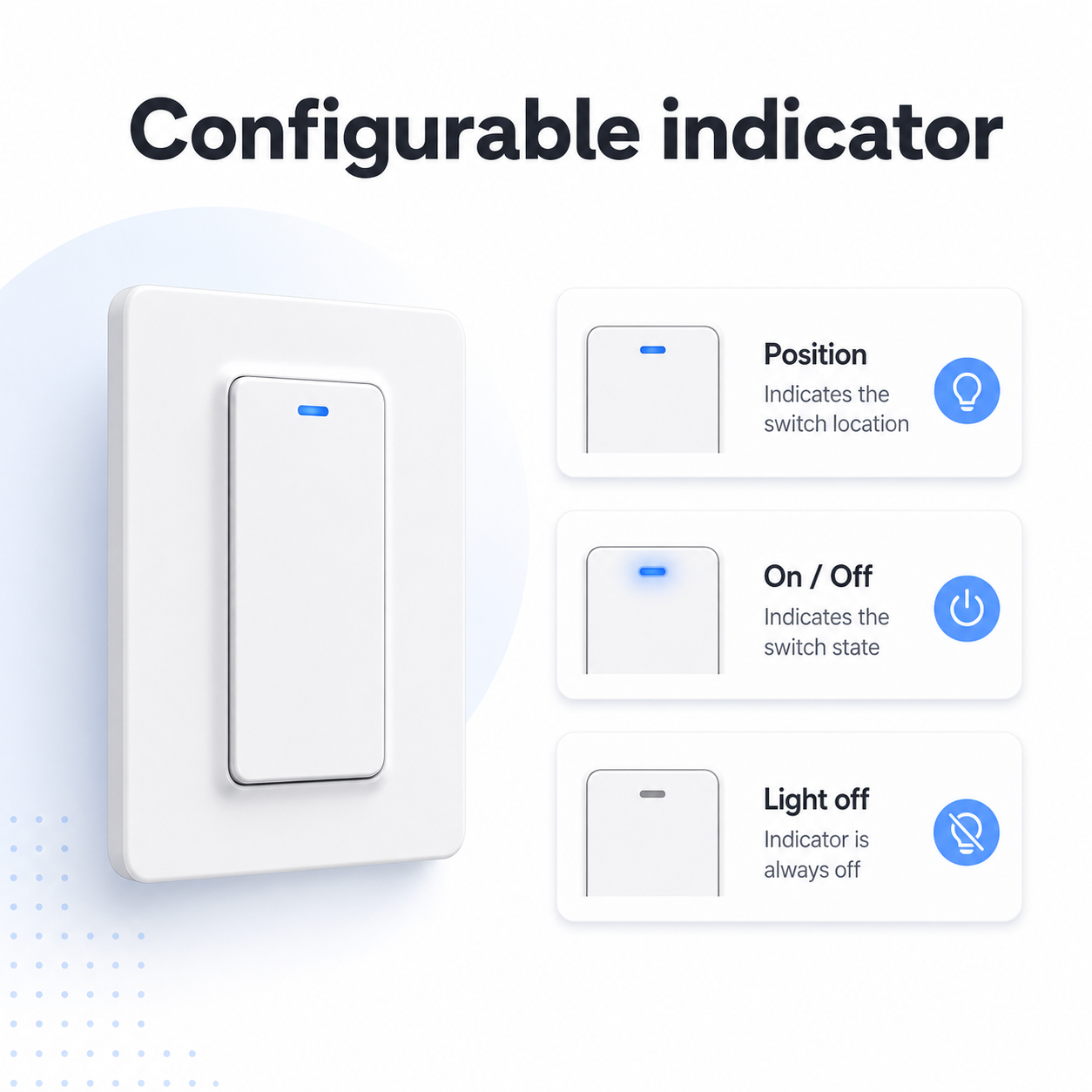 Configurable indicator light modes for NéoRelay smart switch
