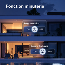 NéoRelay Switch Comfort, fonction minuterie et compte à rebours pour programmer l'éclairage.