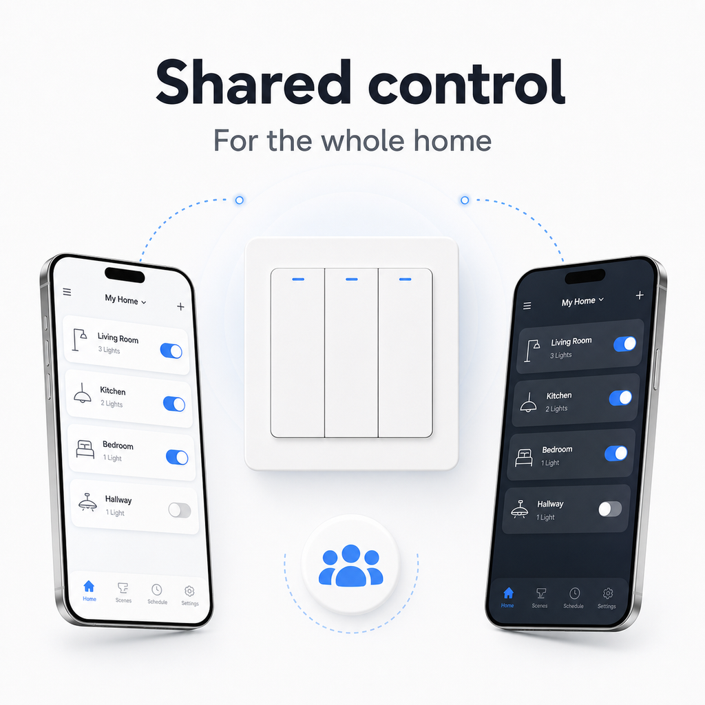 Shared smartphone control for household lighting