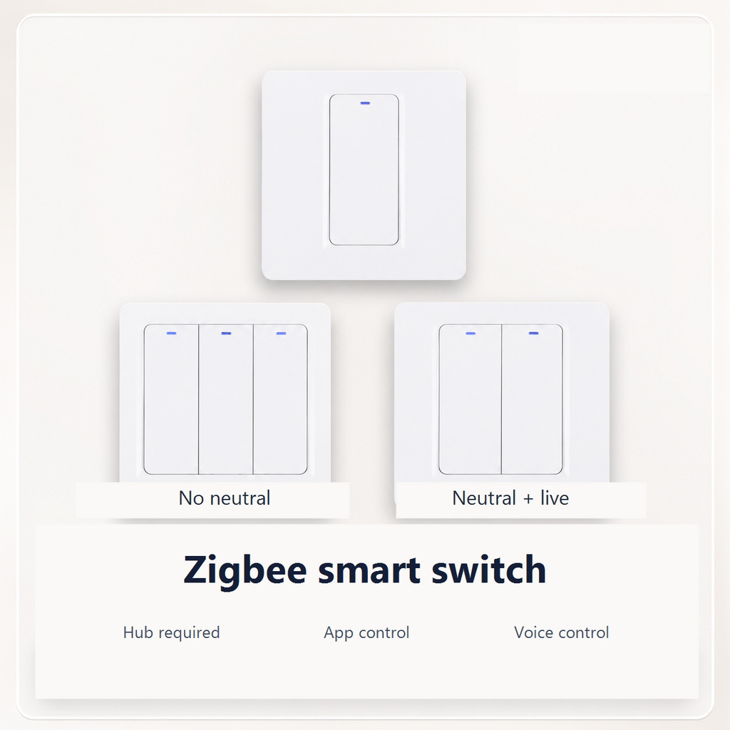 Zigbee smart switch formats with no-neutral and neutral wiring options
