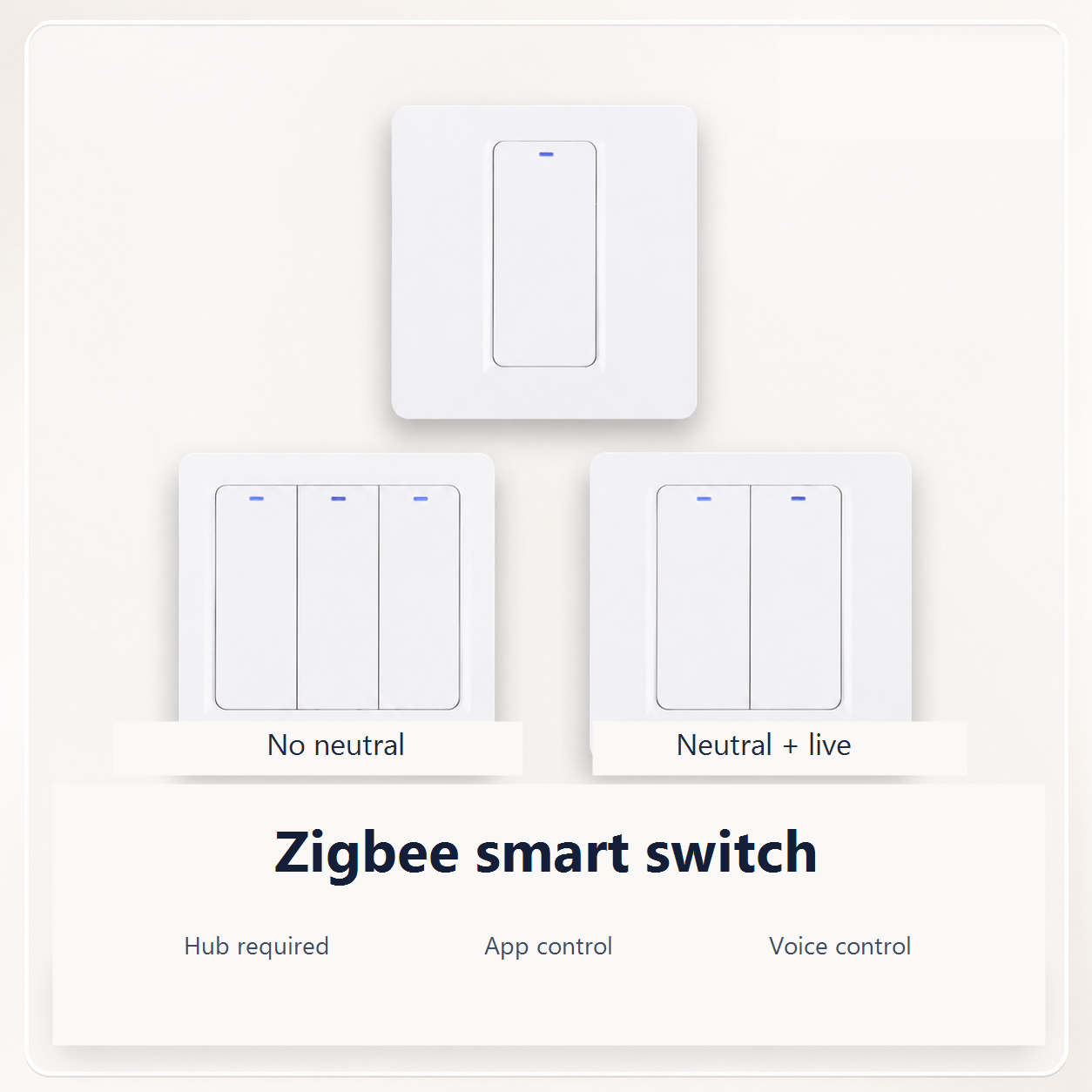Zigbee smart switch formats with no-neutral and neutral wiring options