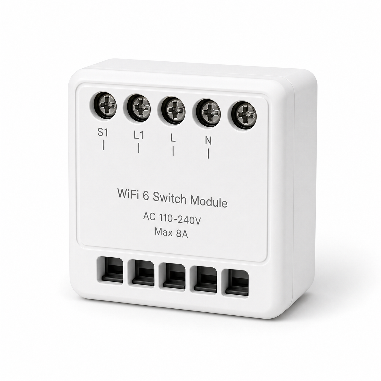 Studio packshot of WiFi 6 mini smart light switch module