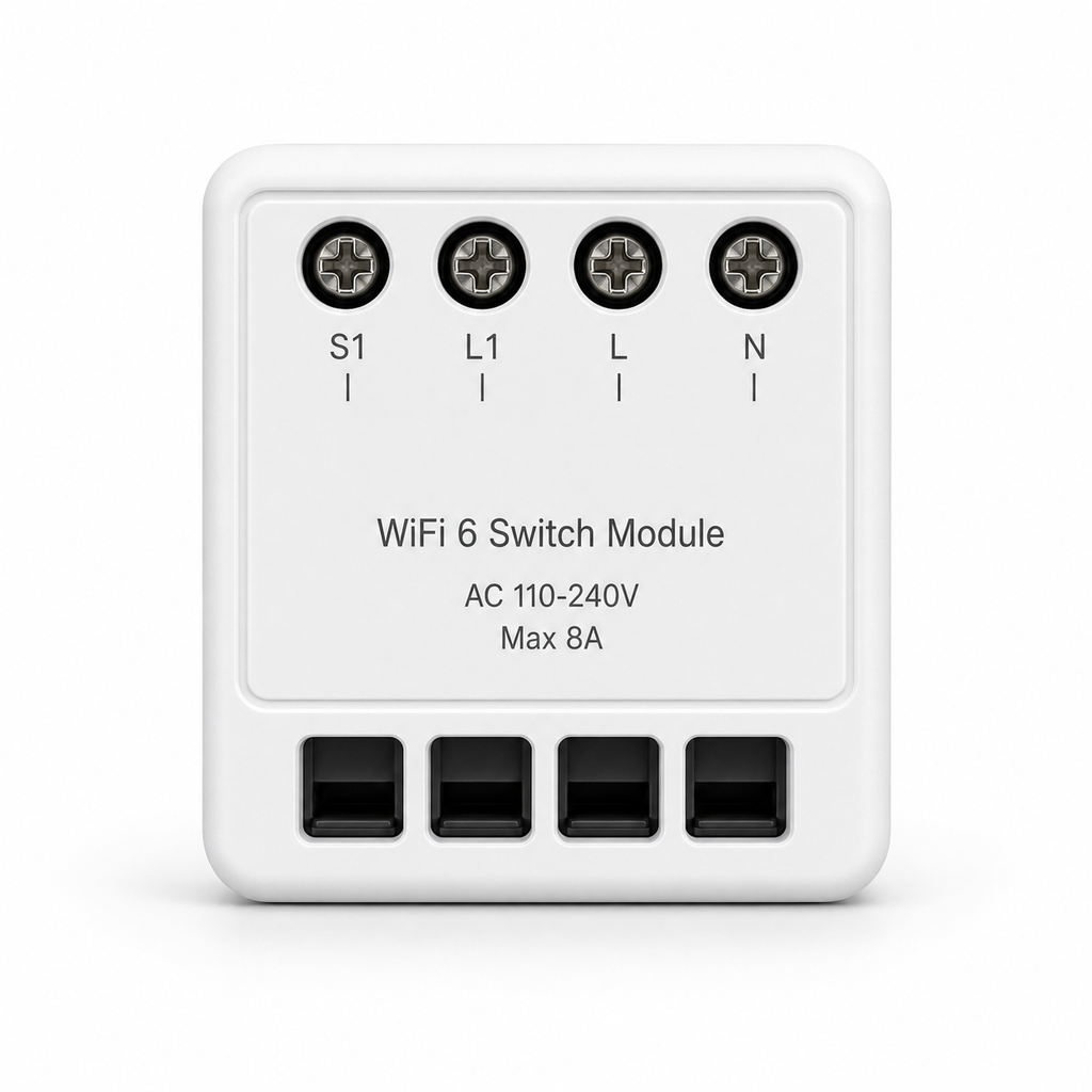 Front packshot of WiFi 6 mini smart light switch module