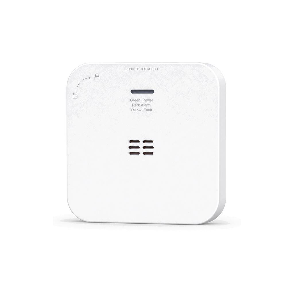 Détecteur de monoxyde de carbone ZigBee sur fond blanc studio