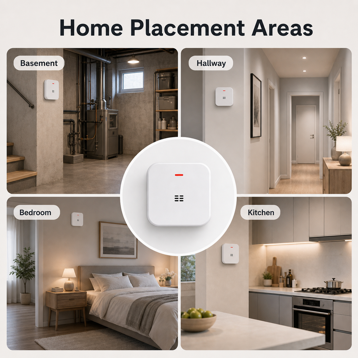 Home placement areas for carbon monoxide alarm