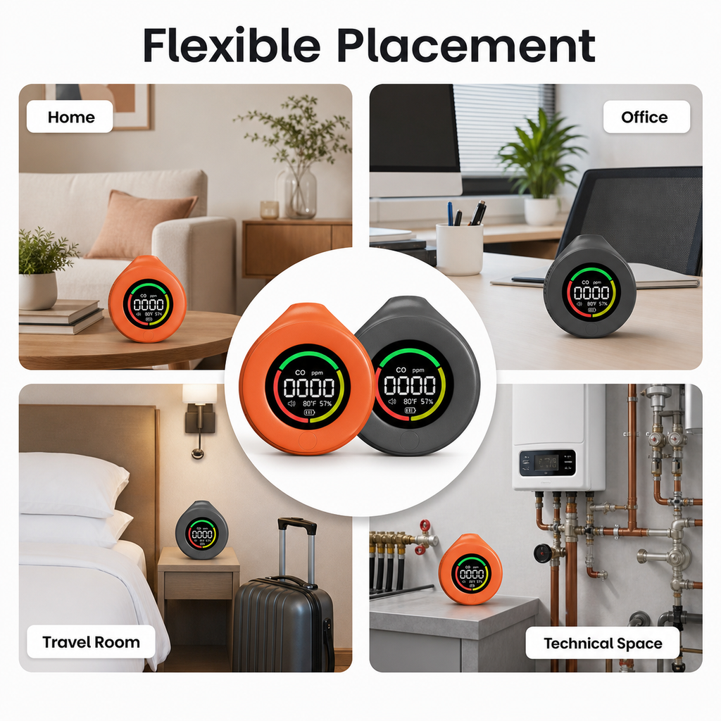 Flexible placement contexts for portable CO detector