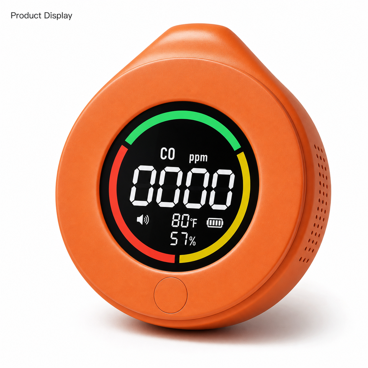 Close product display of portable CO detector screen