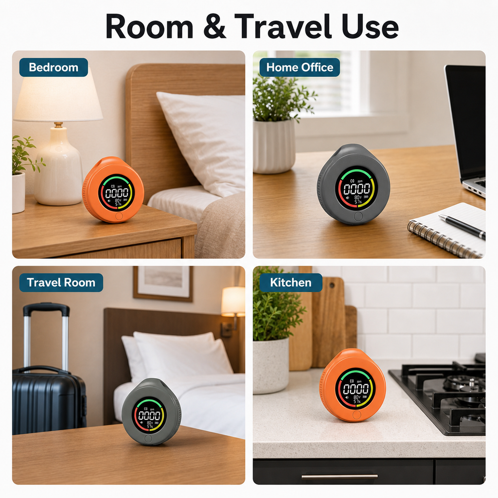 Room and travel usage contexts for portable CO detector