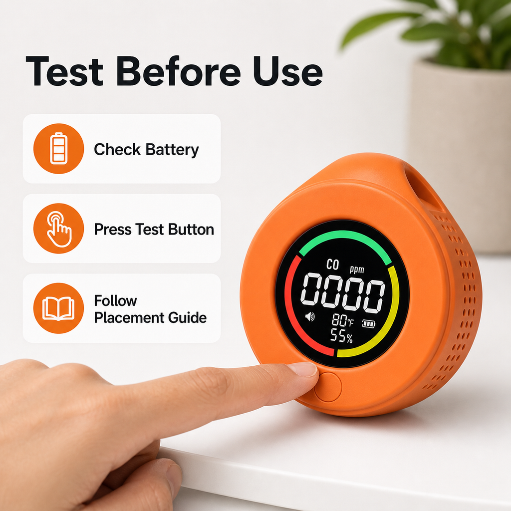 Test before use visual with generic checklist for CO detector