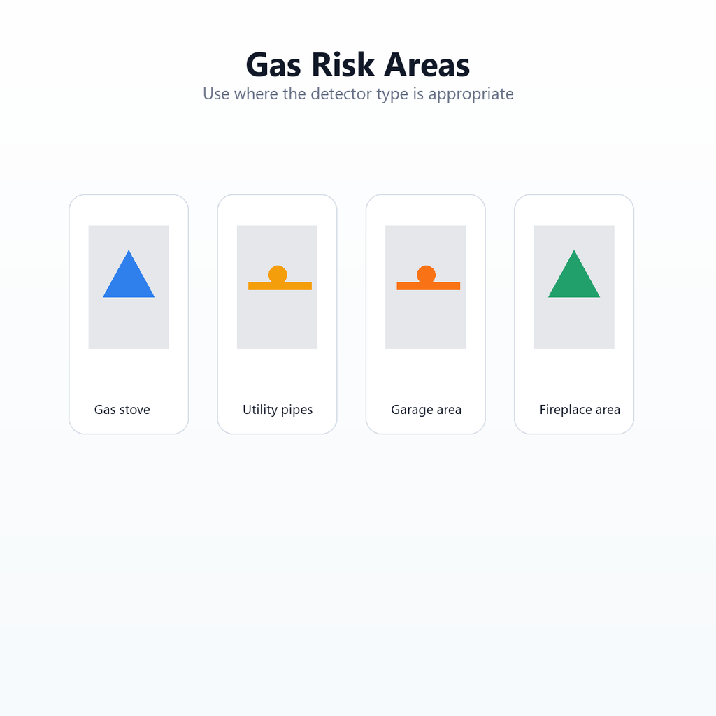 Gas risk area examples for suitable indoor detector placement
