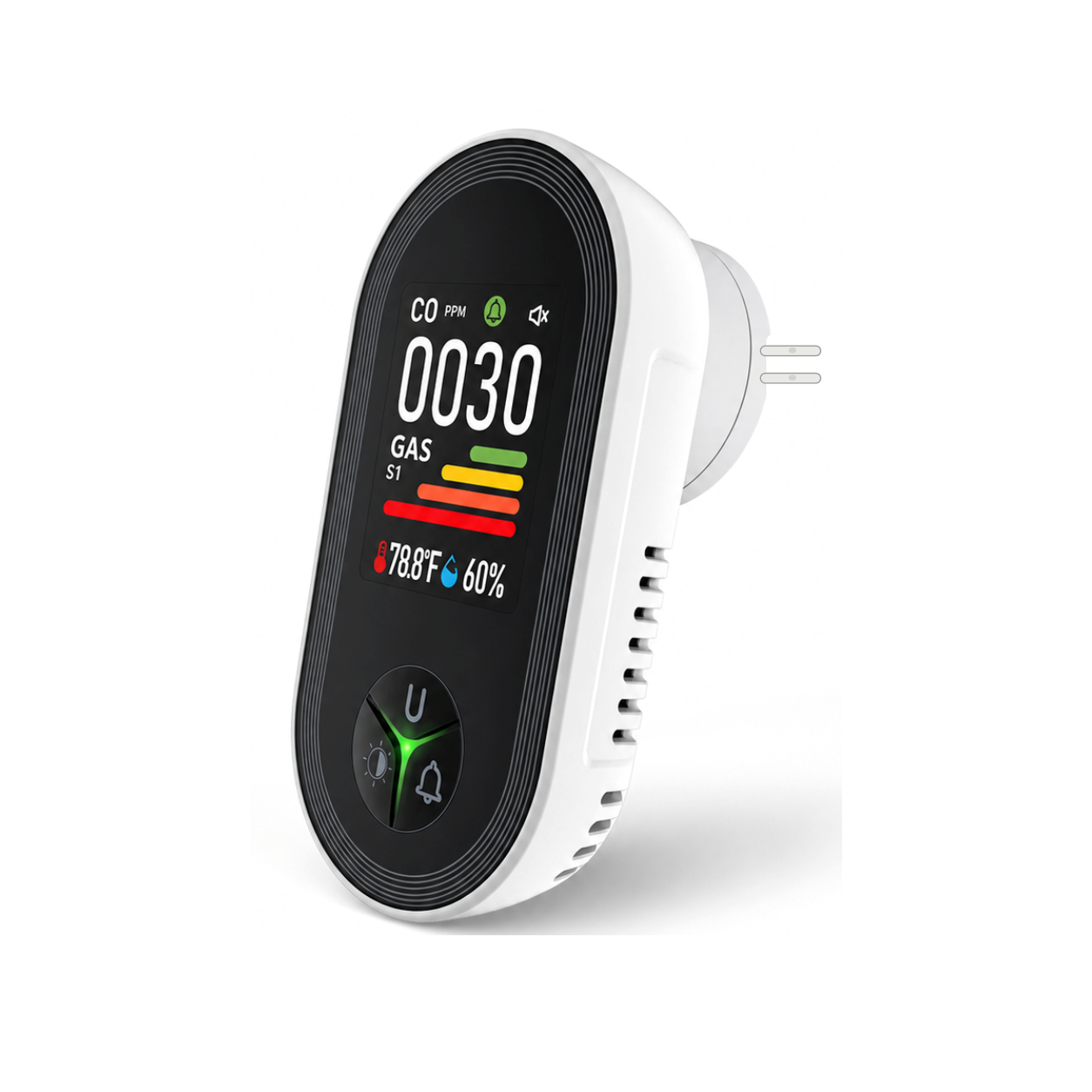 Détecteur gaz et CO NéoSafe Gas Comfort prise US sur fond blanc