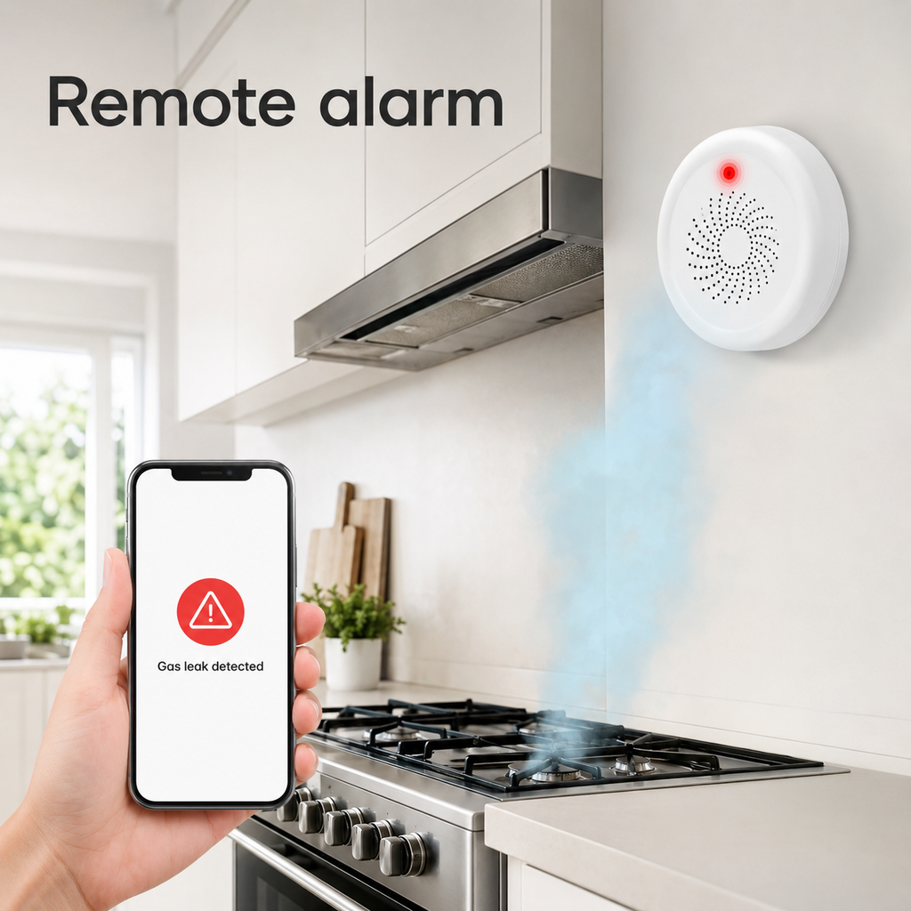 Remote alarm notification image for connected gas leak detector