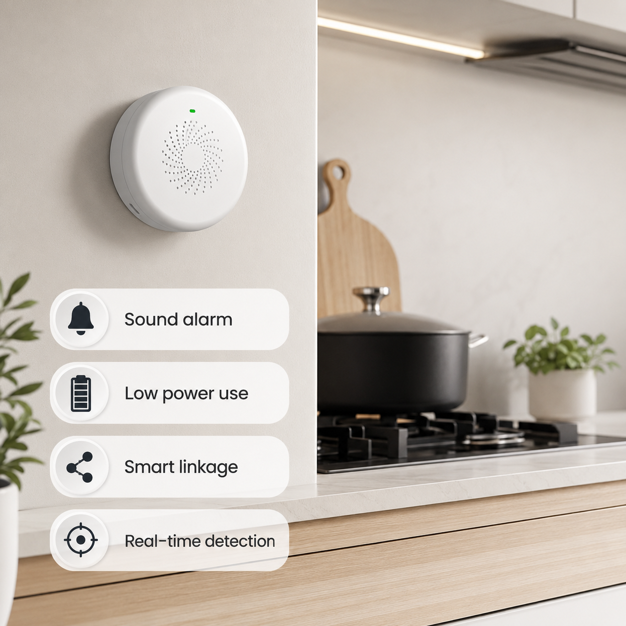 Real-time detection and smart linkage feature image for gas leak detector