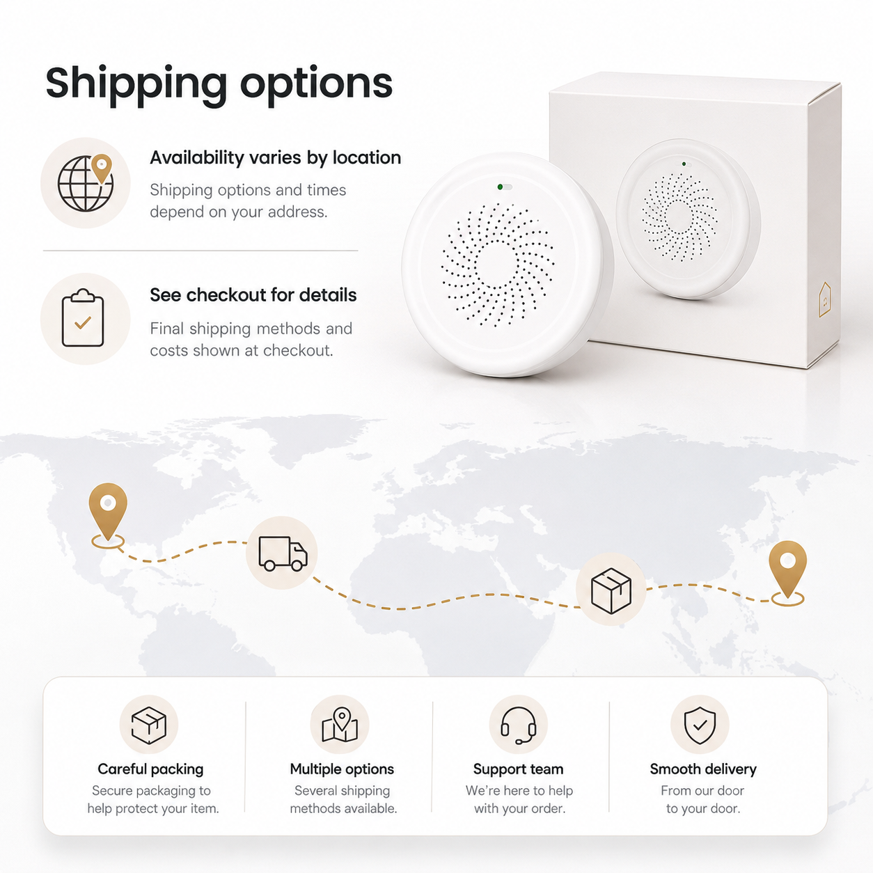 Shipping options and checkout details image for gas detector