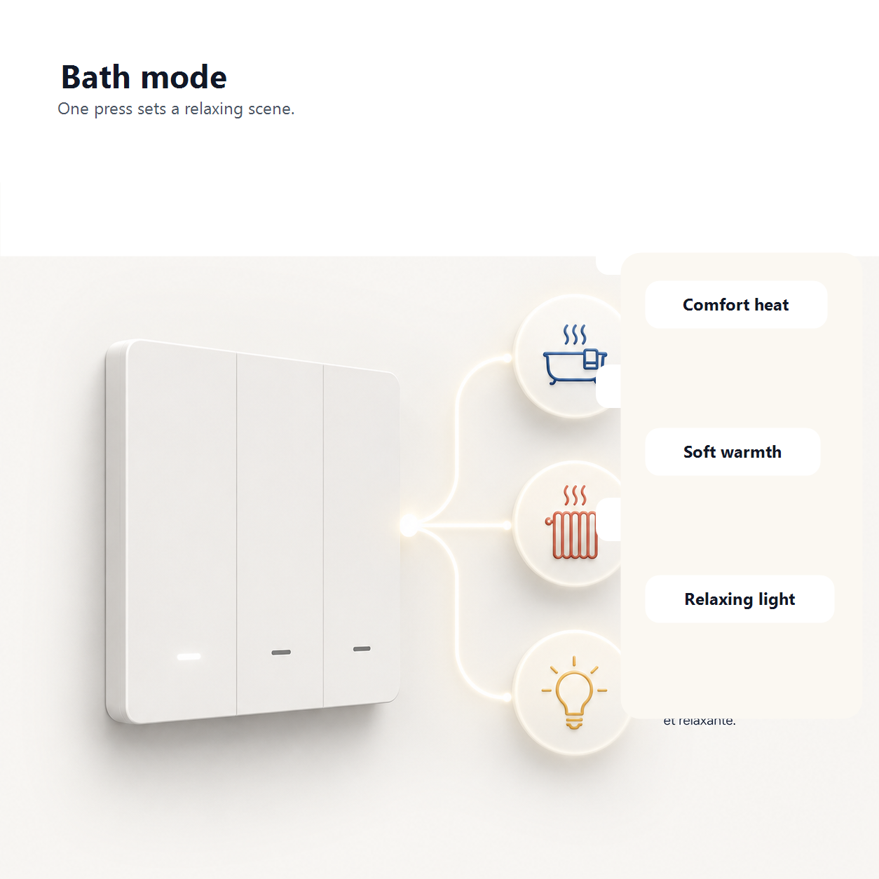 Bath mode scene control graphic for NeoScene 3 Comfort