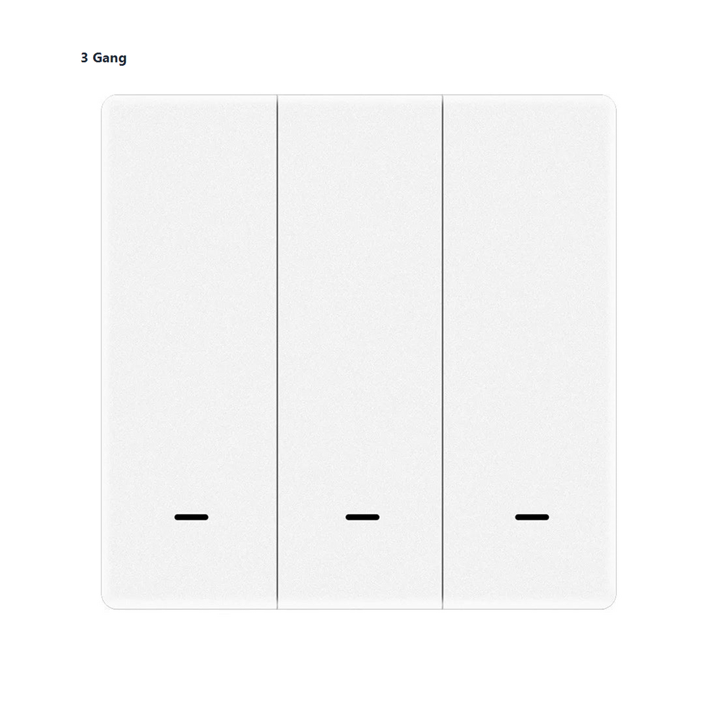 Studio packshot of white three-gang magnetic scene switch