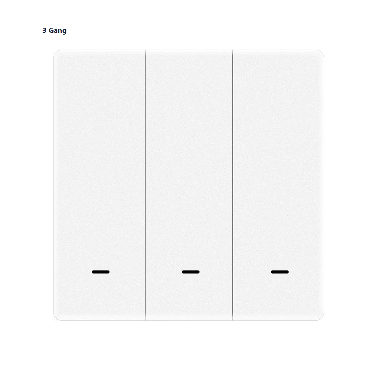 Studio packshot of white three-gang magnetic scene switch