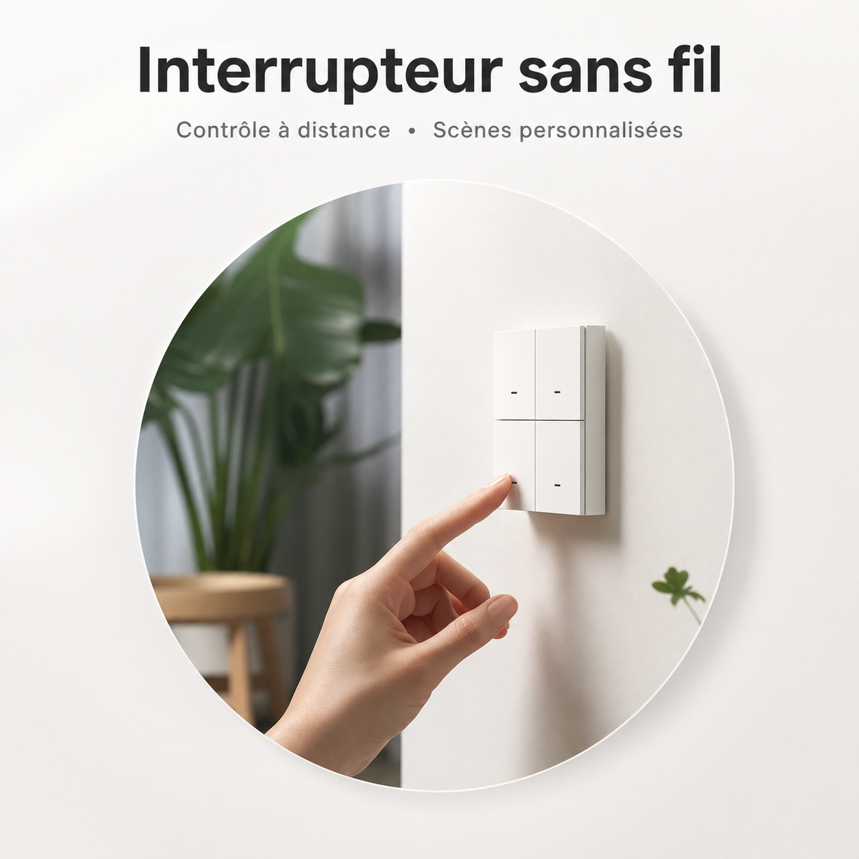 NéoScene 4 Comfort, gros plan du bouton minimaliste sur façade blanche.