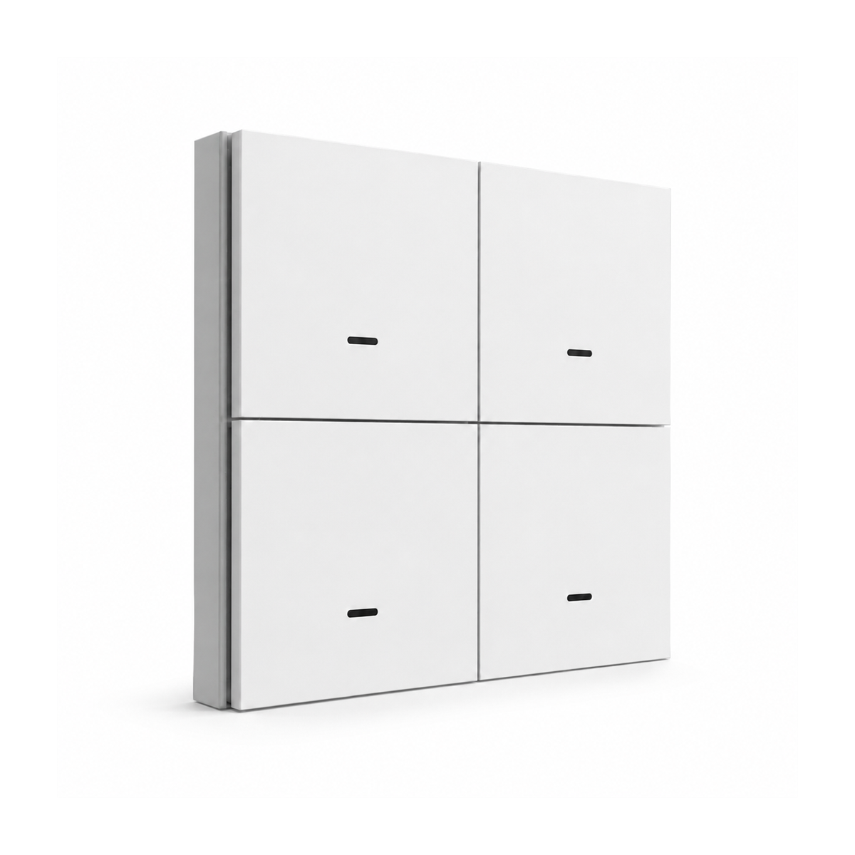 Télécommande NéoScene 4 Comfort blanche vue de profil avec boîtier fin sur fond blanc.