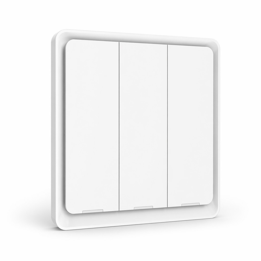 Télécommande de scénarios NéoScene 4 Comfort ZigBee blanc 3 canaux sur fond blanc studio