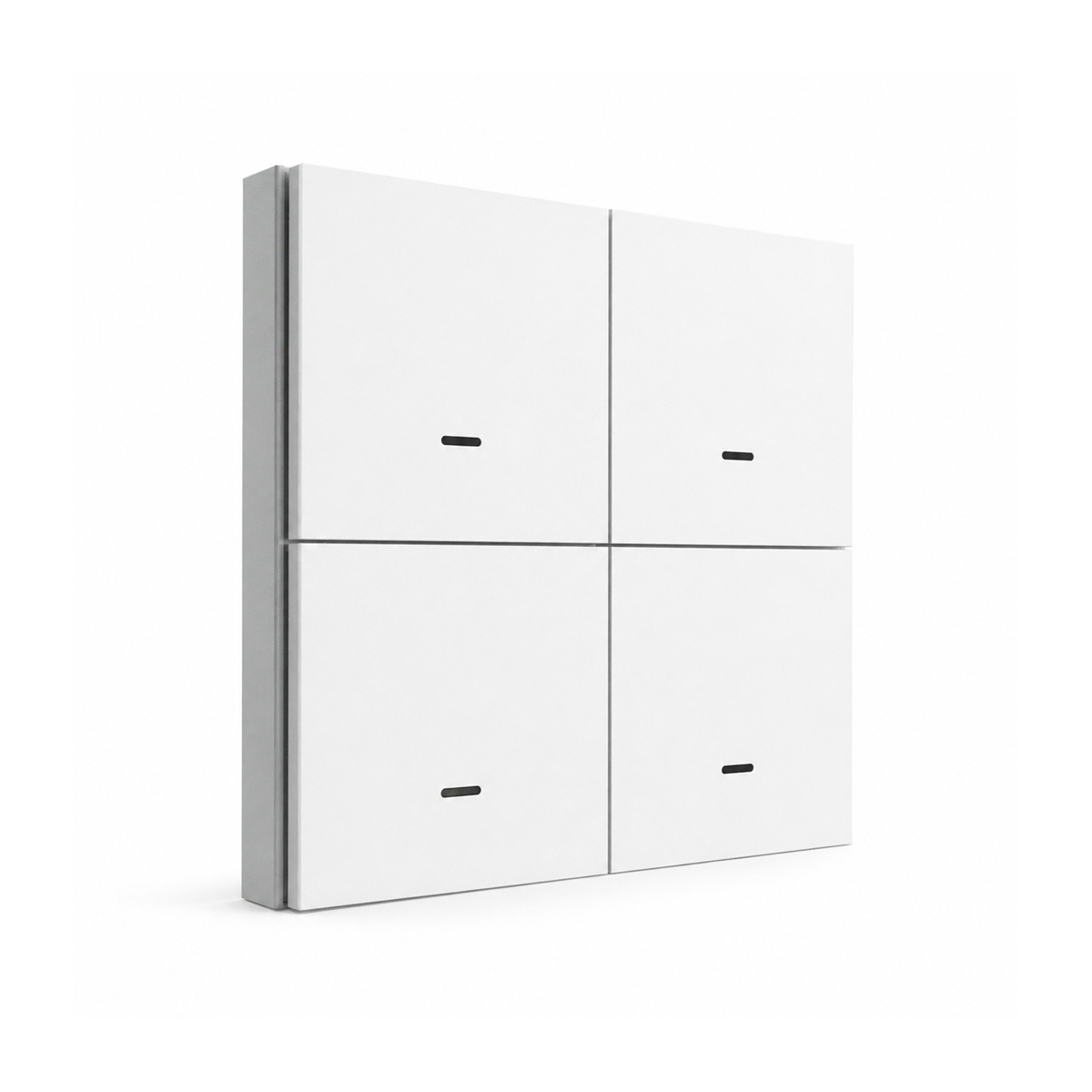 Télécommande de scénarios NéoScene 4 Comfort blanche à quatre boutons sur fond blanc.