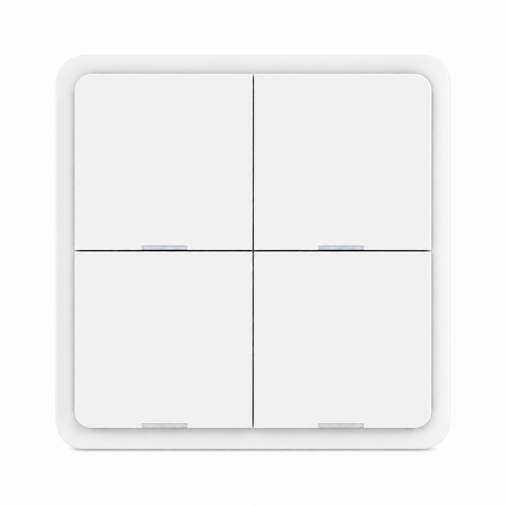 Close-up of white four-gang NeoScene 4 Comfort switch