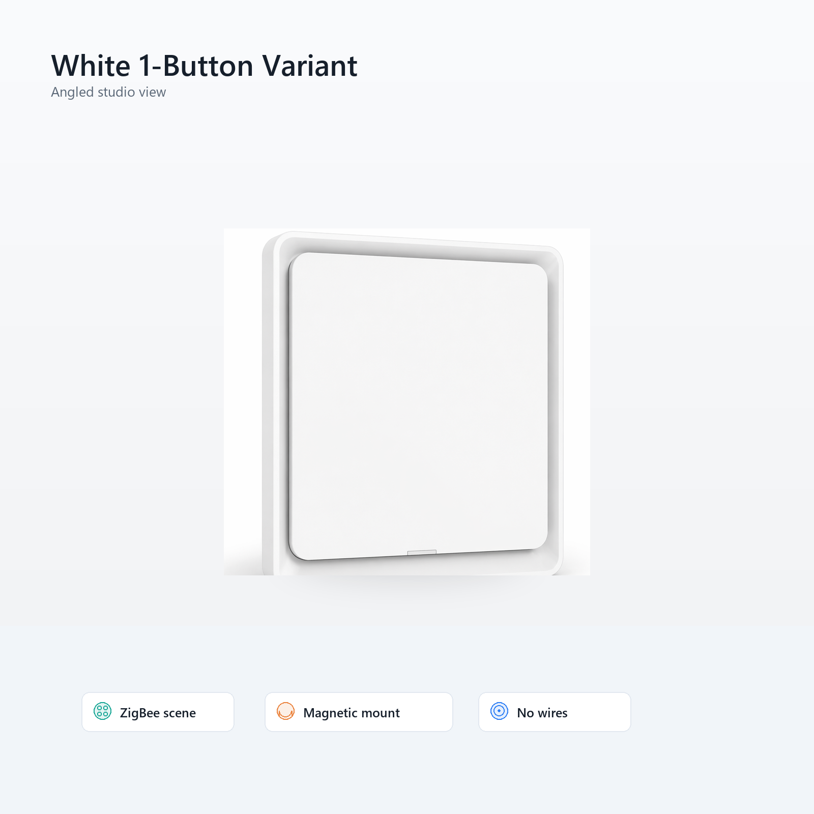 Angled studio view of white NéoScene 4 Comfort one-button remote
