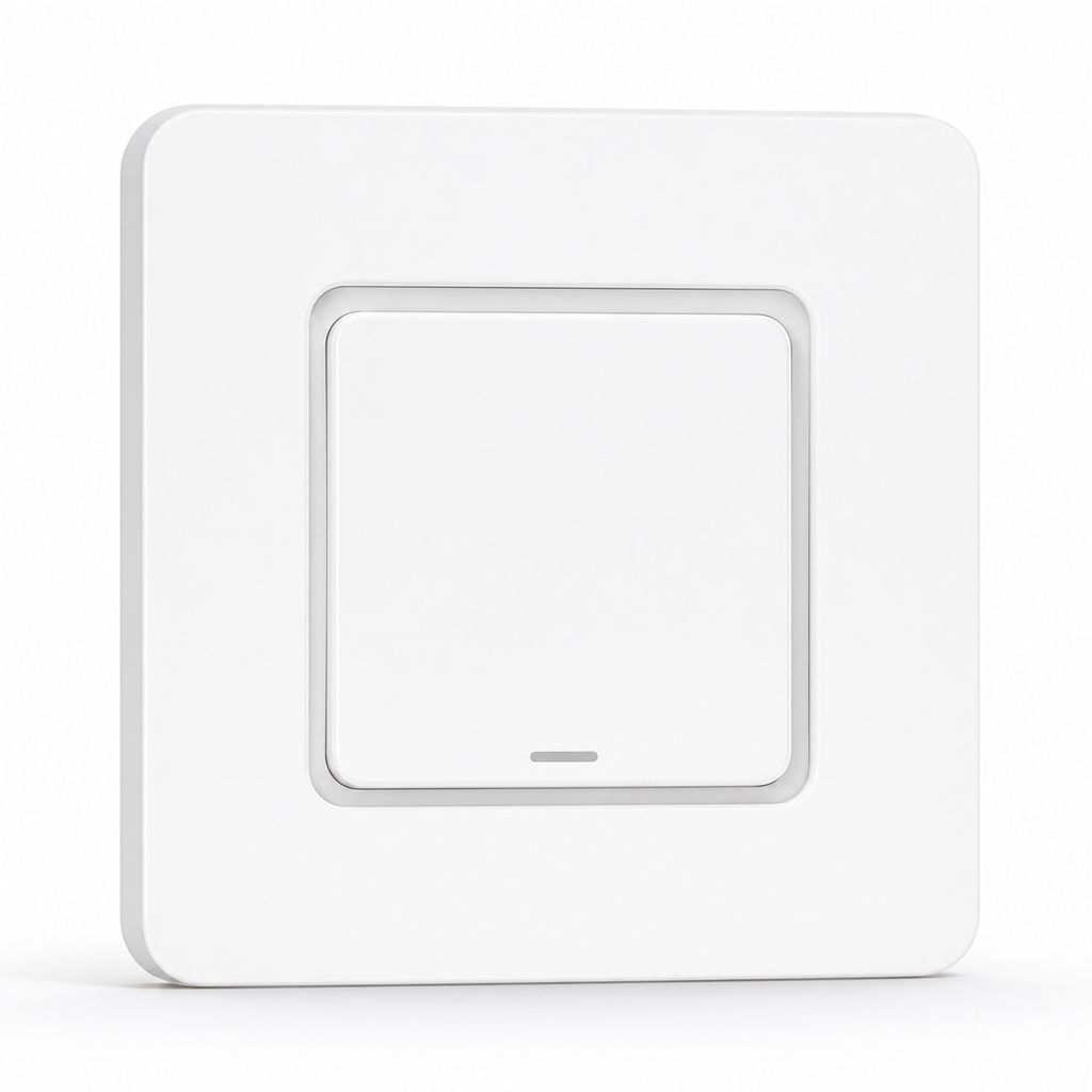 White one-channel magnetic ZigBee scene switch on a white studio background