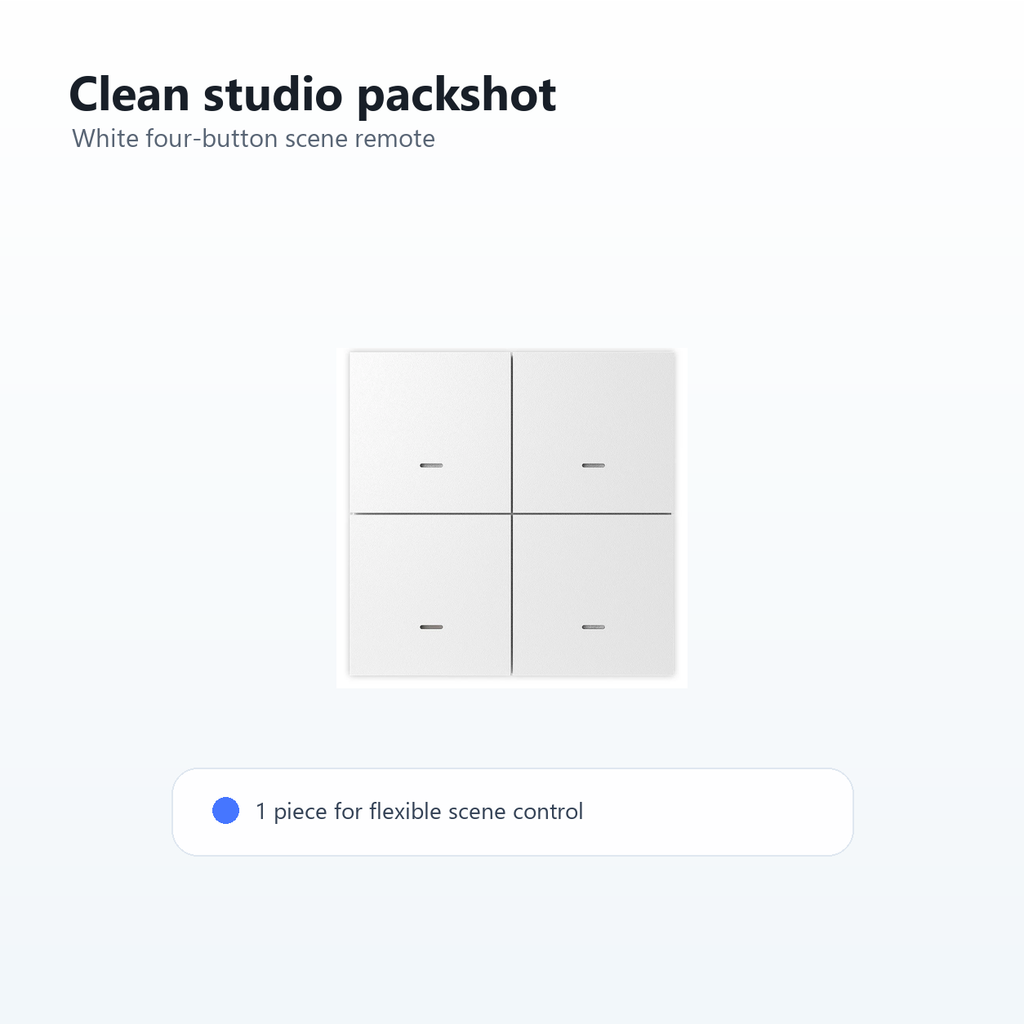 Clean studio image of one NéoScene 4 Pro Comfort four-button remote