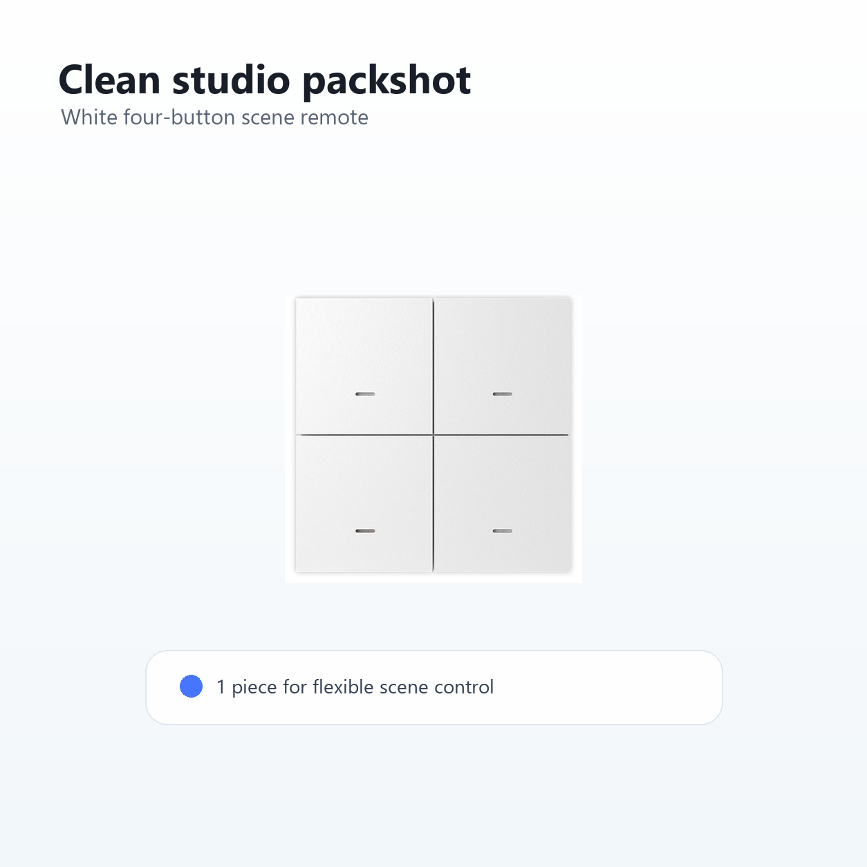 Clean studio image of one NéoScene 4 Pro Comfort four-button remote