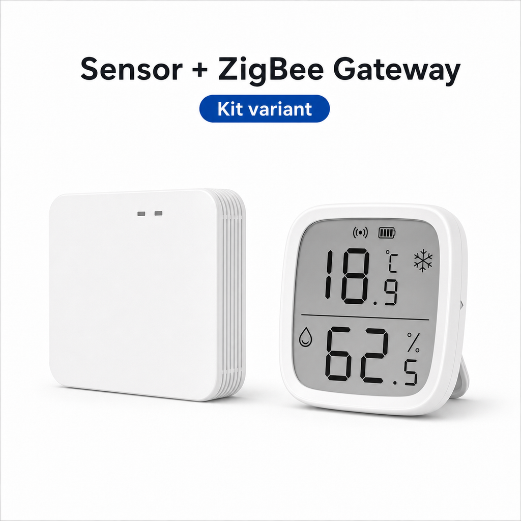 Kit variant with ZigBee gateway and LCD climate sensor