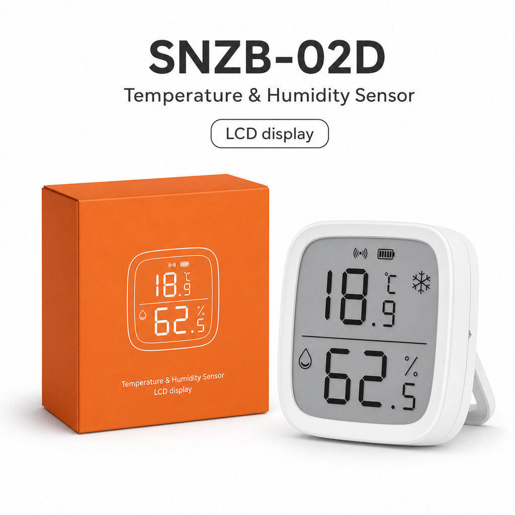 SNZB-02D temperature and humidity sensor with LCD display and neutral box