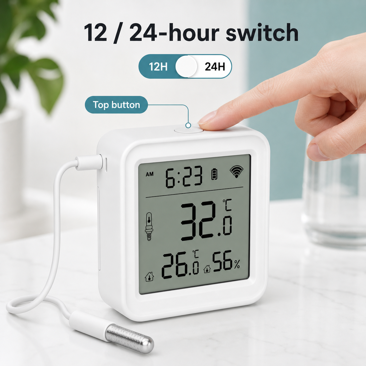 12 and 24 hour time switch button image for temperature sensor