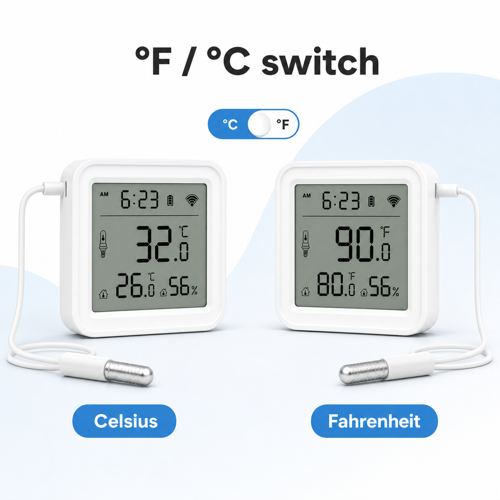Celsius and Fahrenheit switch feature image for temperature sensor
