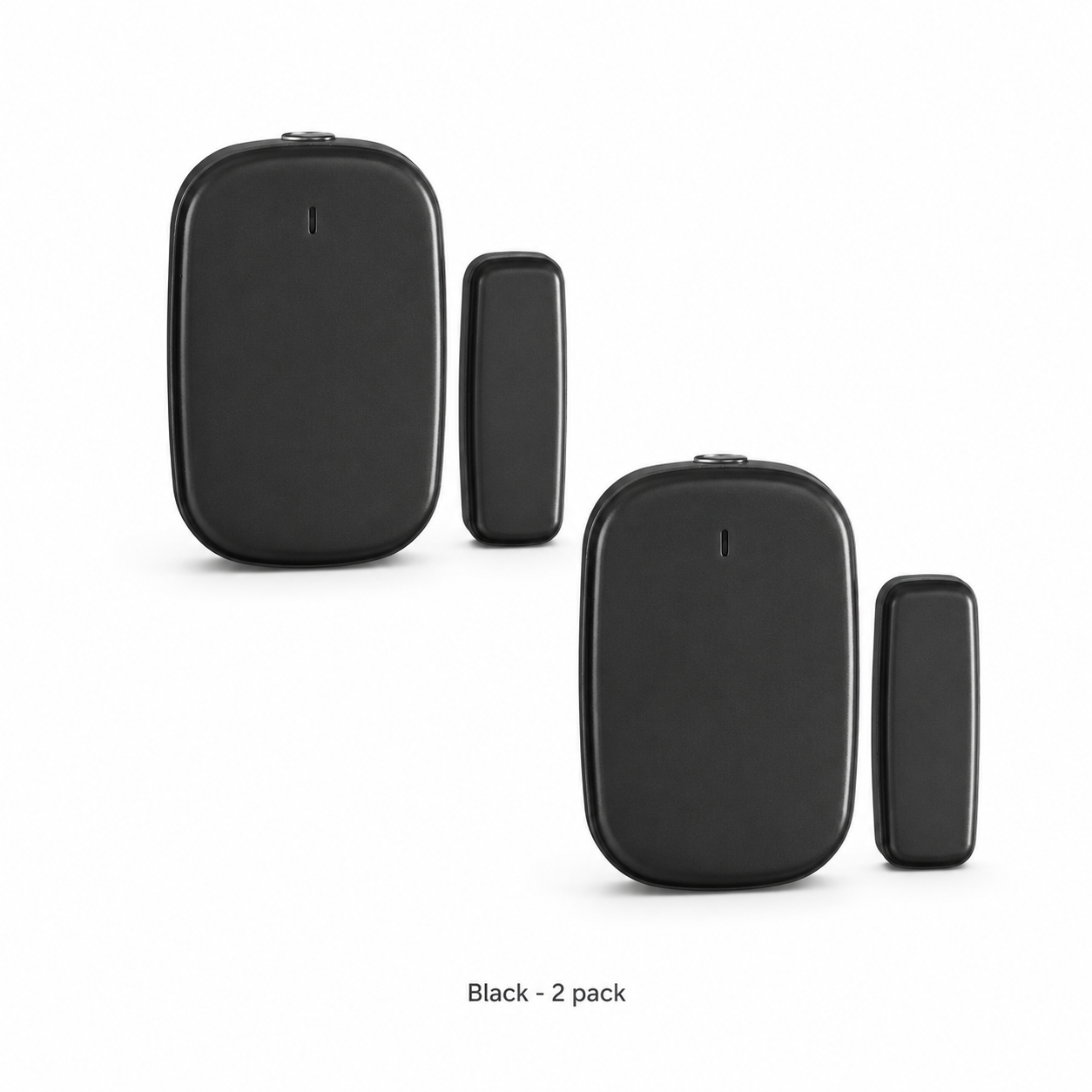Black Zigbee door and window sensor two pack on white background