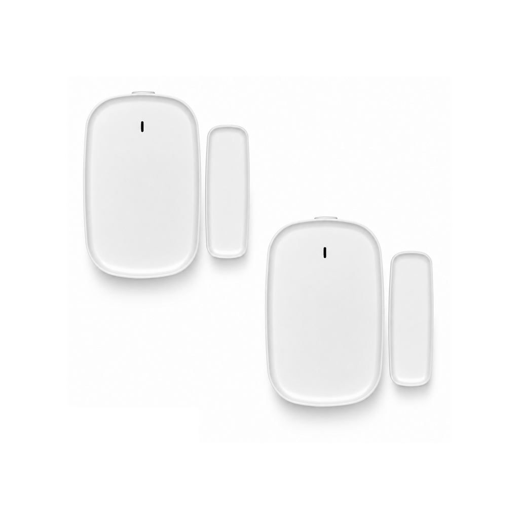 Lot de 2 capteurs porte et fenêtre ZigBee blancs NéoSense Door Comfort sur fond blanc
