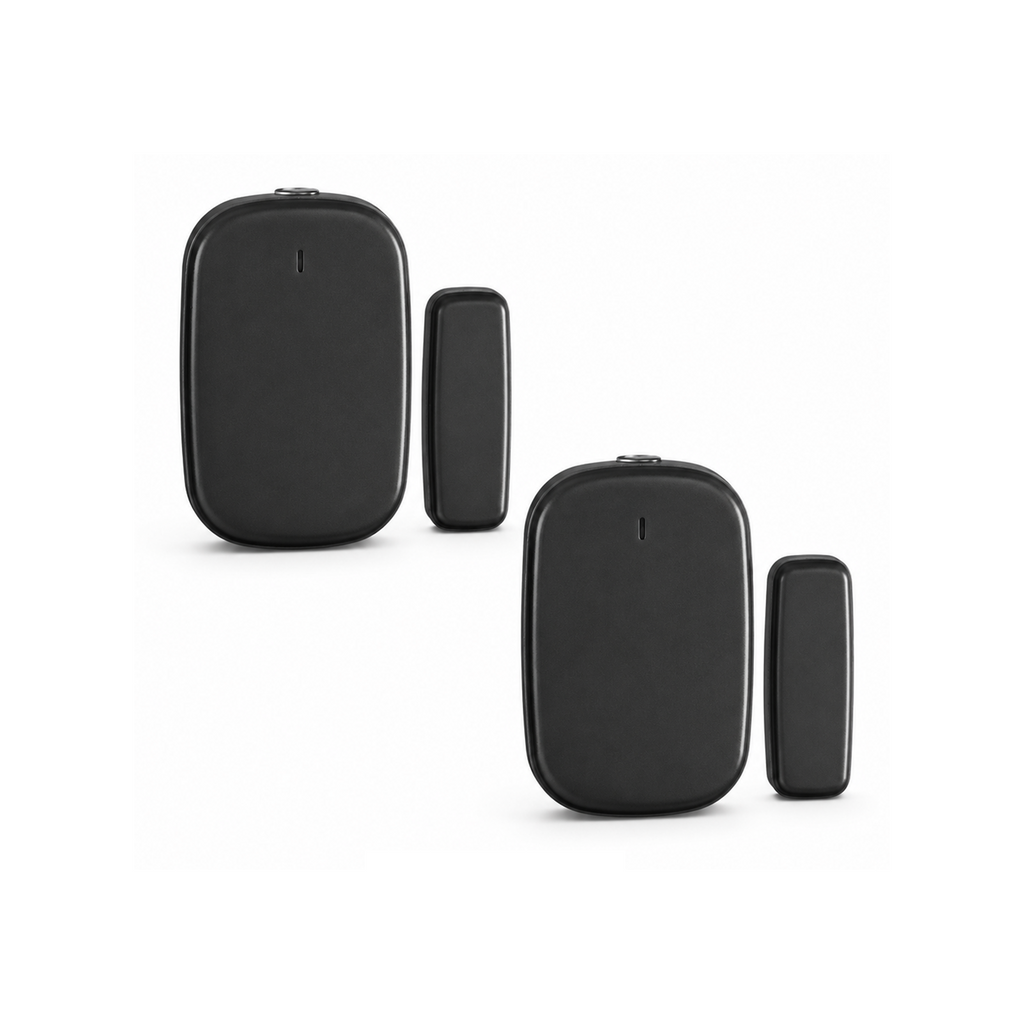 Lot de 2 capteurs porte et fenêtre ZigBee noirs NéoSense Door Comfort sur fond blanc