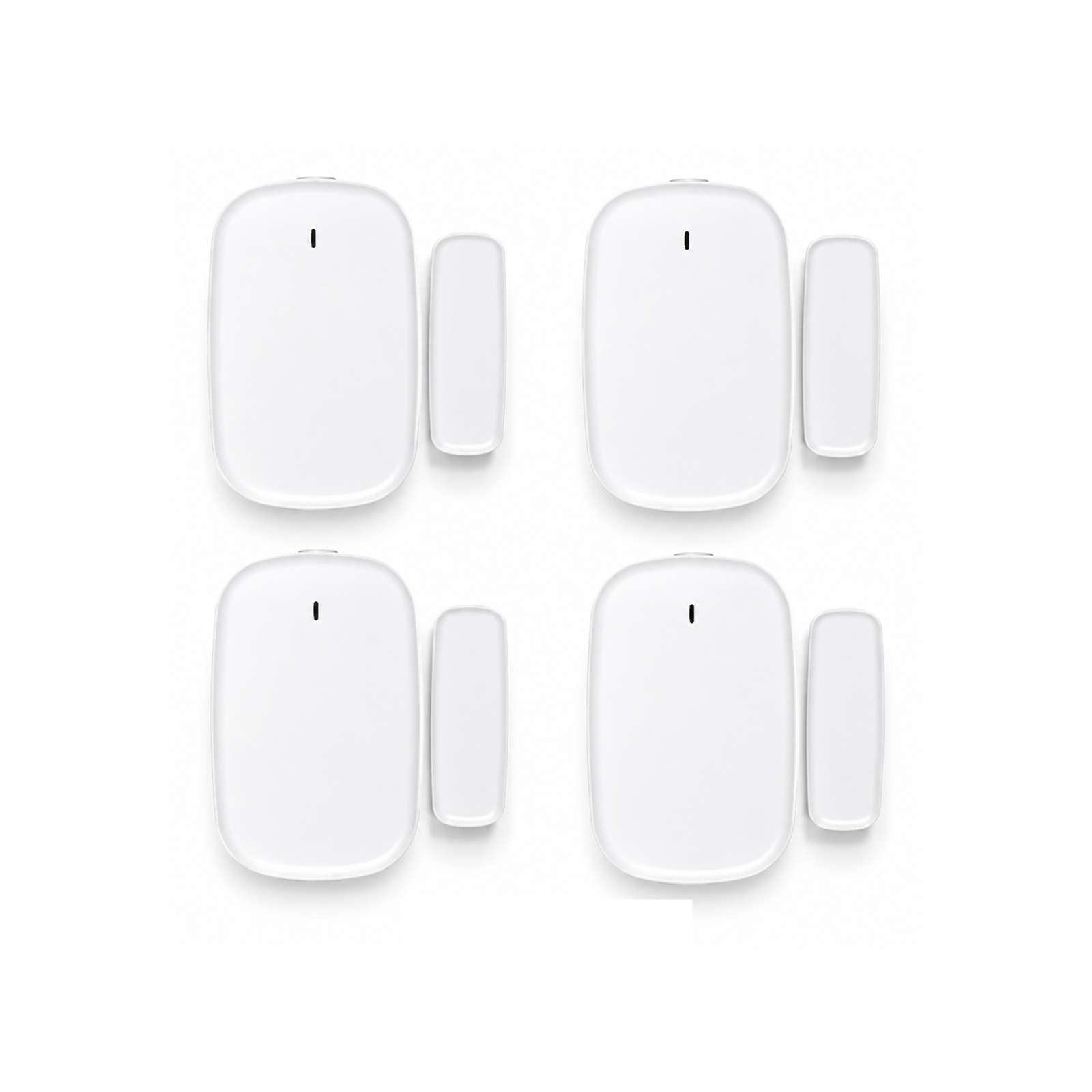Lot de 4 capteurs porte et fenêtre ZigBee blancs NéoSense Door Comfort sur fond blanc